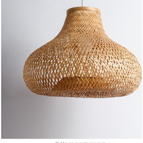 40cm Hand Bamboo Wicker Rattan Gourd Shade Pendant Light Fixture Asian Country Suspension Ceiling Lamp Ming