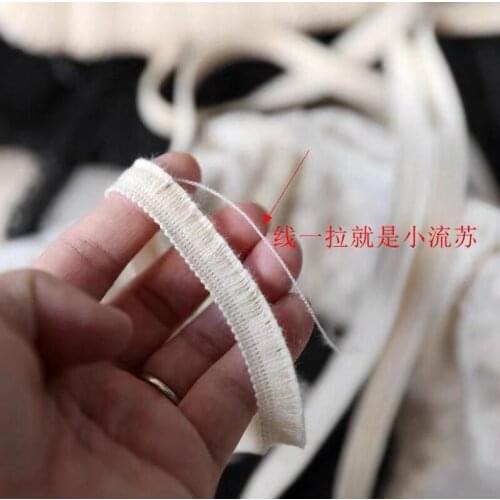 5 Meters/lot Beige Cotton Narrow Embroidered Thin Tassel Lace Trim for Wedding Dress DIY Curtain Bed Accessories 1cm Width