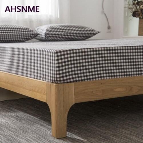 AHSNME 100% Cotton sheets Super Soft parure de lit Cool Summer Simple Black gray plaid Fitted Sheet 90x200/120x200/180x200cm