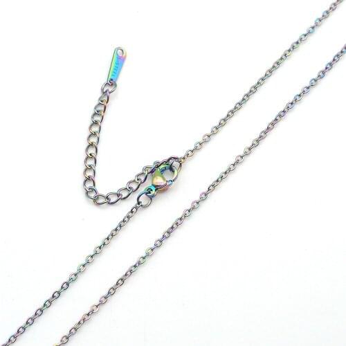 5pcs/lot 2mm Stainless Steel Rainbow Color Cross Basic Chain Necklaces Wholesale Necklace Pendants Bracelet Making Charms