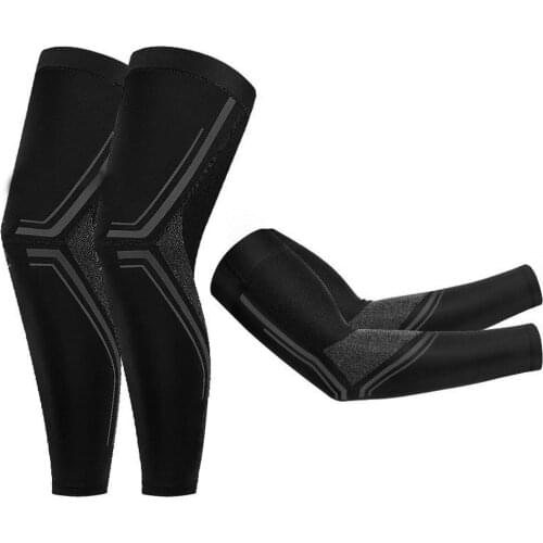 Black Men Leg Warmers Compression Sleeve Anti-UV Sport Leggings For Cycling Running Basketball Racing