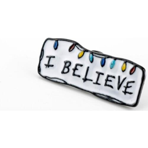 Letter I BELIEVE Enamel Pin Brooches Creative Party Gift Iconic Christmas Lights Badge Party Brooch Christmas Presents