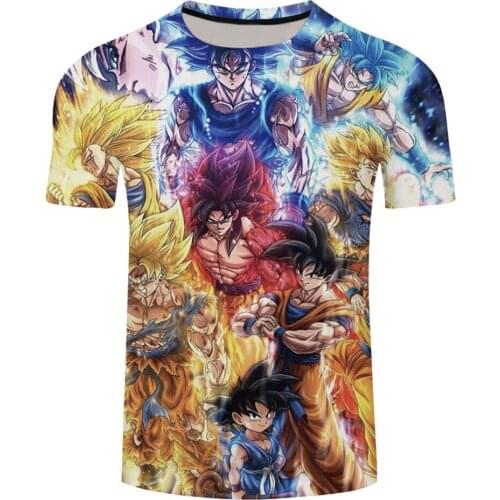 Japan Anime Fashion Characters Son Goku 3D Printed T-shirt Super Saiya God Vegeta Men Women Tshirt 2021 Summer Harajuku Tee Tops