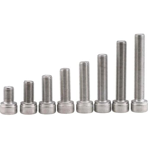 1-5Pcs DIN912 M6 M8 M10 304 Stainless Steel Fine Thread Hex Hexagon Socket Cap Head Screw Pitch 0.75/1.0/1.25mm