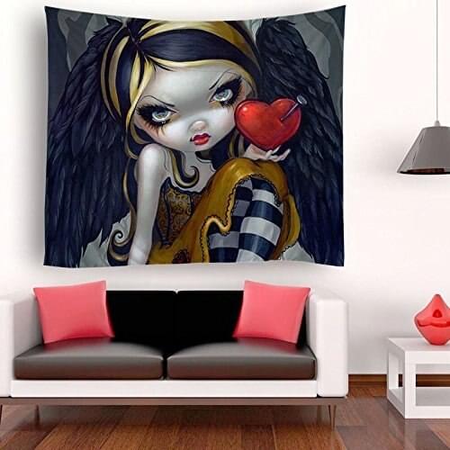 Gotik Gothic Women Girl Love Heart Tapestries Art Hippie Bedroom Living Room Dorm Wall Hanging