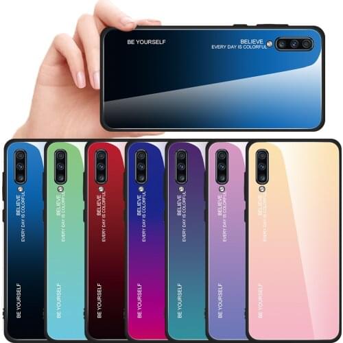 Gradient Case For Samsung Galaxy A70 A50 A30 A10 A20 A40 A60 A 50 60 70 30 S Slim Fit Glossy Tempered Glass Silicone Hard Cover