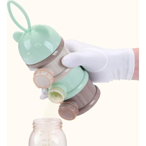 3-4 layers Bear Style Portable Baby Food Storage Box Essential Cereal Cartoon Infant Milk Powder Box Toddle Snacks Container