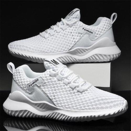 New mens sneakers fashion flying woven breathable soft bottom non-slip lightweight comfortable casual shoes for men
