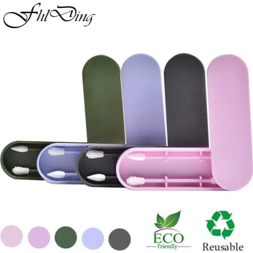 2pcs Reusable Cotton Swab Double Head Ear Cleaning Cosmetic Silicone Cotton Buds Sticks For Cleaning Makeup Q-Tip Swabs