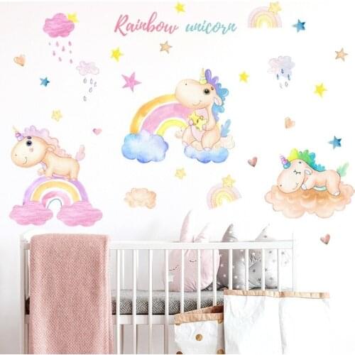 Cartoon Rainbow Wall Stickers Home Decor Living Room Bedroom Creative Wallpaper Boy Girl Kids Room Decor Mural Removable Poster