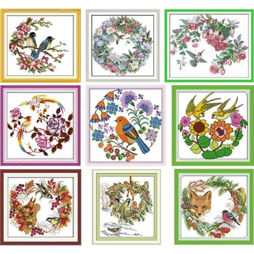 Stamped Cross Stitch Kits Joy Sunday Magpies Birds Animal Printed 11CT 14CT Counted Printing Craft Kit Embroidery Needlework Set