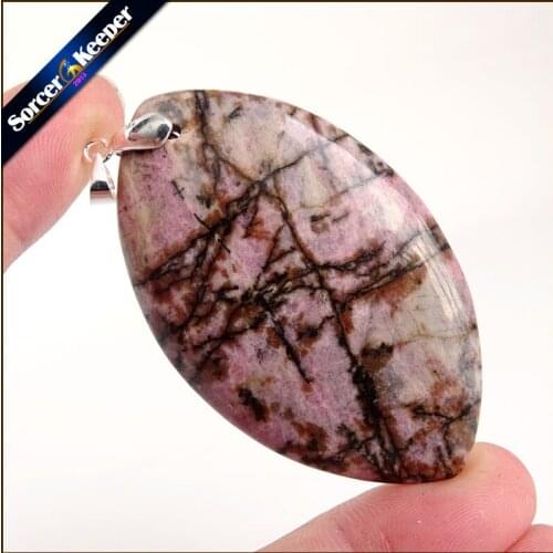 Natural Stone Real Rhodonite Stone Bijoux Vintage Diy Beads Pendant Costume Jewellery Charm Necklace with Gift Box US801