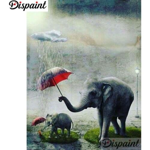 Dispaint Full Square/Round Drill 5D DIY Diamond Painting "Animal elephant" Embroidery Cross Stitch 5D Home Decor A18444