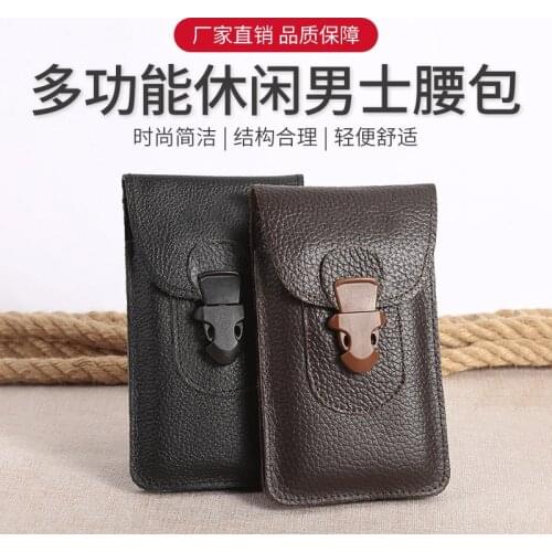 New Multi-Function Mens Pockets Casual Single Double Layer Optional Business Pockets Leather Durable Phone Bag Wholesale