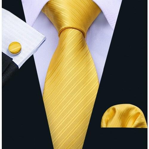 New Fashion Mens Ties Neckties Yellow Solid Gravata Jacquard Woven 100% Silk Tie Business Wedding Neck Tie For Men 8.5cm Width