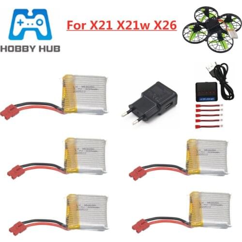Upgrade 3.7V 800mAh Lipo Battery for SYMA X21 X21W X26 RC Helicopter Quadcopter Spare Parts 3.7V Battery and Charger Set