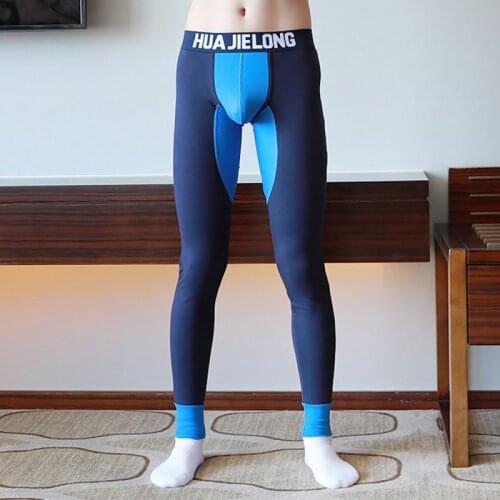 Autumn Thin Thermal Pajamas Patchwork Basic Pants Men Sleepwear Nightwear Pants Male Cotton Long Sleep Bottoms leggings MQ570