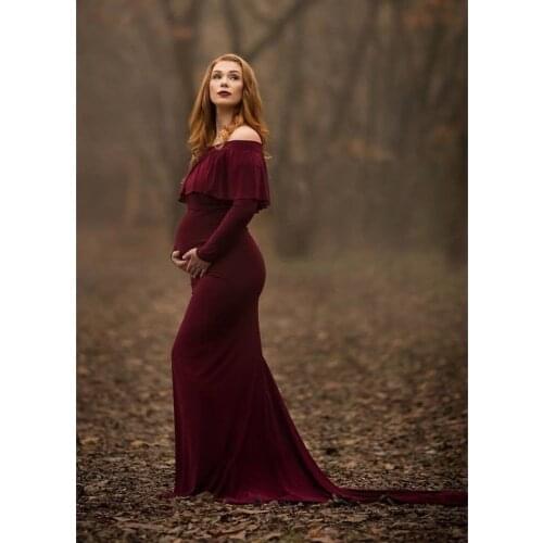 Trailing Pregnancy Dress Photography Shoulderless Maternity Dresses For Photo Shoot Vestidos Robe Grossesse Shooting Photo Dress