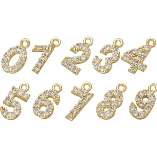ZHUKOU 5x10mm gold color number charms Cute number 5 charms for jewelry making Earrings Necklaces Jewelry Accessories Supplies
