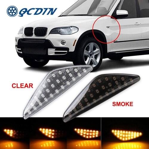 QCDIN 2PCS Turn Signal Light LED Side Marker Light Blinker For BMW E70 X5 E71 X6 F25 X3 Flowing Water Turn Signal Side Light