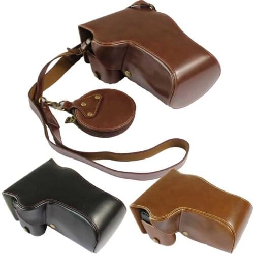 Luxury PU Leather Case for Canon EOS RP EOSRP EOS R-P Camera Bag Cover Shoulder Strap with Battery Openning