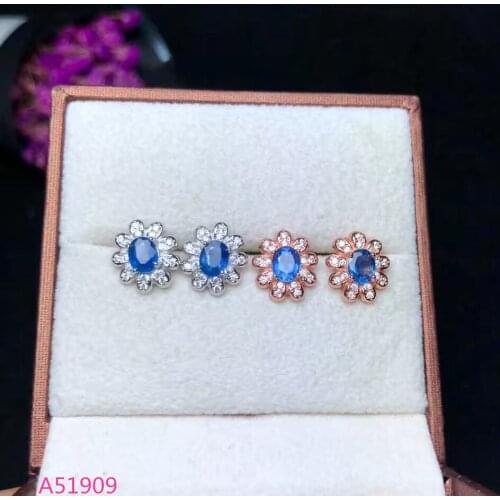 KJJEAXCMY Supporting detection 925 sterling silver inlaid natural gemstone ladies sapphire earrings support test bnm