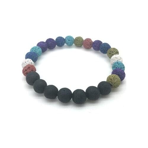 Szelam 2020 New Bracelets 8mm Natural Stone Colorful Lava Stone Beaded Bracelets 190101
