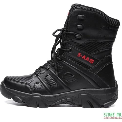 Tactical Mens Boots Special Force Leather Waterproof Desert Combat Ankle Boot Army Work Mens Shoes Zapatillas Hombre