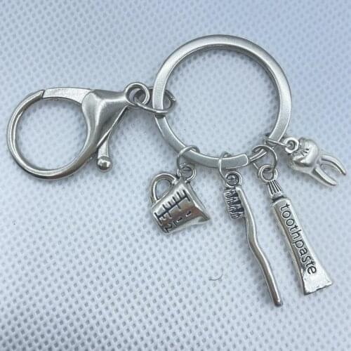 Creative Personality Toothbrush Toothpaste Keychain Care Dental Care Doctor Nurse Family Friends Jewelry