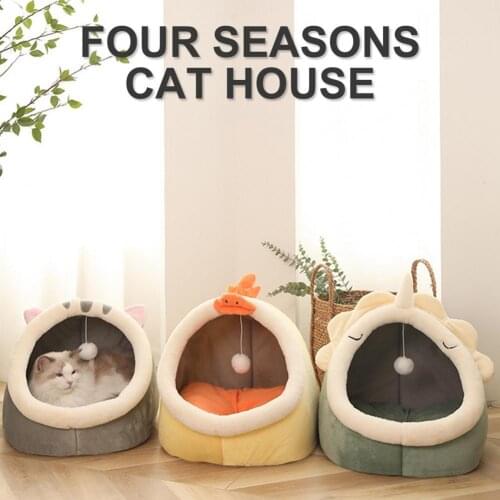 Comfortable Removable Cat Bed Soft Cute Small Cat Bed Warm Pet Basket Kitten Lounger Cushion for Home Kitten Beds Supplies