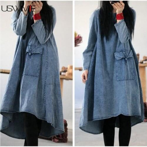Модные джинсовые платья USWMIE China At AliExpress