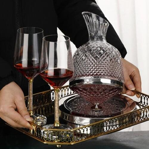 Rotating decanter red wine european palace retro crystal home gift box gyroscope wine dispenser jug Glass bottle decanter set