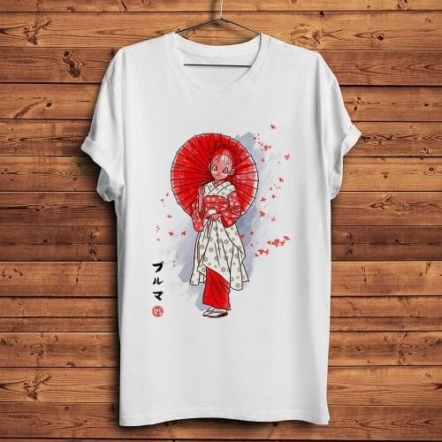 Japan Vintage Geisha Bulma funny t shirt homme men summer new white casual short sleeve tshirt unisex streetwear tee