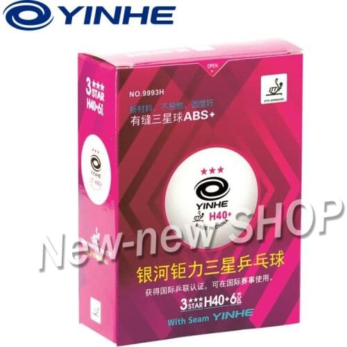 YINHE Galaxy 3-Star Seamed Table Tennis Balls Plastic 40+ ITTF Approved White Poly Ping Pong Balls