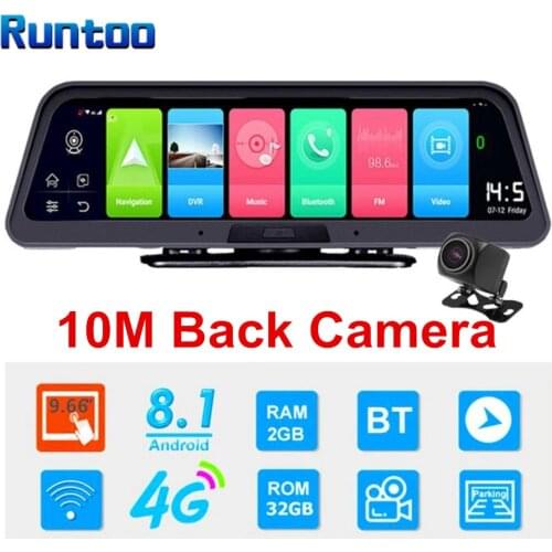 4G Dash Cam 10 Inch Stream Mirror Car Rearview Mirror ADAS Android 8.1 FHD For Auto Recorder GPS Navigation Upgrade WiFi Car DVR