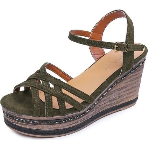 Fivemiles Womens Bohemian Comfort Large Size Wedge Sandals 10 CM Height