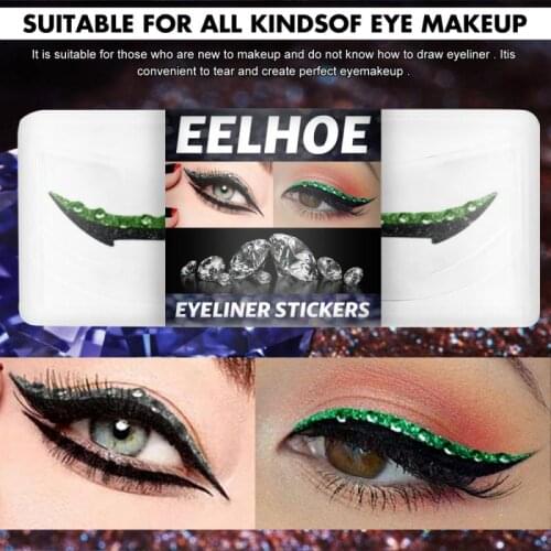 1pairs Diamond Eyeliner Sticker Waterproof Long Lasting Eyeliner Glitter Stage Eye Makeup Cosmetic Sticker 10 Colors