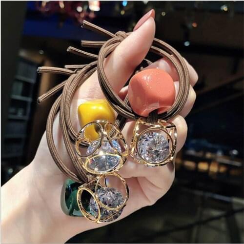 1PCS Fashion Head Rope Ins Hollow Rhinestone HairCircle Fresh Womens Hairtie Crystal Rubber BandHead Rope Headdress