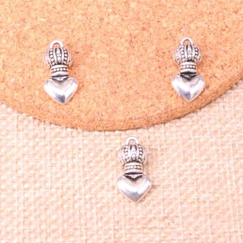 15pcs Charms perfume heart crown,Antique Making pendant fit,Vintage Tibetan Silver,jewelry DIY bracelet necklace 17*9mm