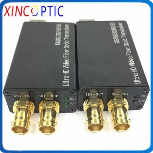1Ch Forward Mini 12G-SDI to Fiber Converter with 1Ch Reverse RS485 and Loopout,SMF,Simplex 20KM LC Connector Fiber Transceiver