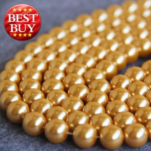 2015 New For Necklace&Bracelet 8-14mm Yellow Shell pearl beads gift for women girl loose Jewelry making design 15inch Wholesale