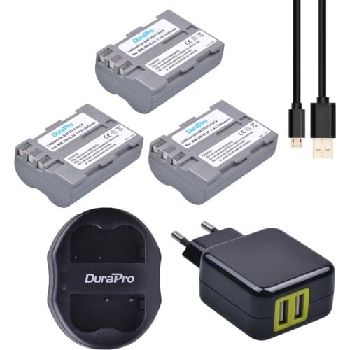 3pcs DuraPro EN-EL3E EN-EL3e Battery + USB Dual Charger + AC Adapter For Nikon D70 D70S D80 D90 D100 D200 D300 D300S D700 Camera