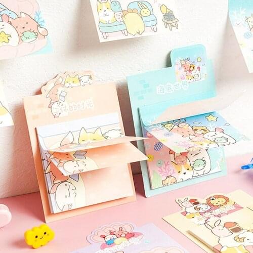 30 Sheets Cute Lion Sheep Fox Diary Notebook Sticky Note Memo Pads Stationery Notepad