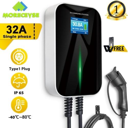 32A 1Phase EVSE Wallbox EV Charger Electric Vehicle Charging Station with Type 1 Cable SAE J1172 for Kia Soul Fiat 500E