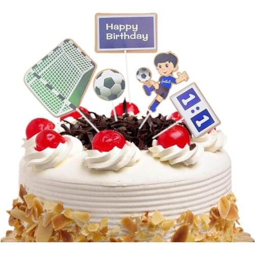 5pcs/set Cake Topper Foottball Soccer Sports DIY Cake Cupcake Toppers Boys Men Happy Birthday Party Wedding Dessert Decor Flags