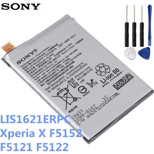 SONY Original Phone Battery For Sony Xperia X F5152 F5121 F5122 L1 LIS1621ERPC 2620mAh Replacement Phone Batteries Free Tools