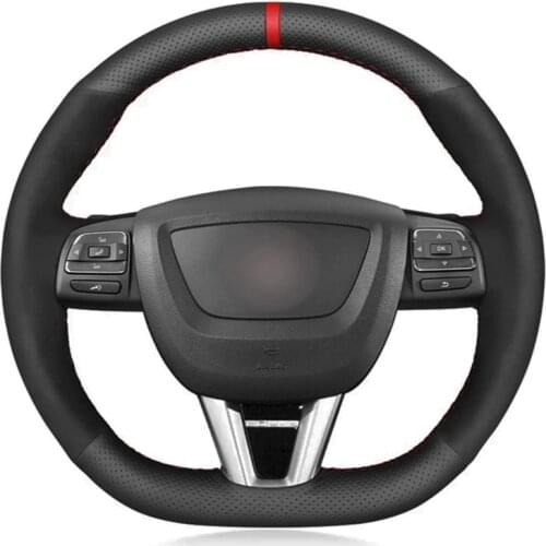 Car Steering Wheel Cover Black Suede Genuine Leathe For Seat Leon Altea Leon Cupra 2008-2012 Toledo 2012-2014 Alhambra 2010-2015