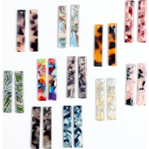 Tortoise Shell Charm,Acetate Acrylic, Thin Bar Rectangle pendant ,Boho ,Leopard Print,Earring Parts,Ohrringe finding-ACE134