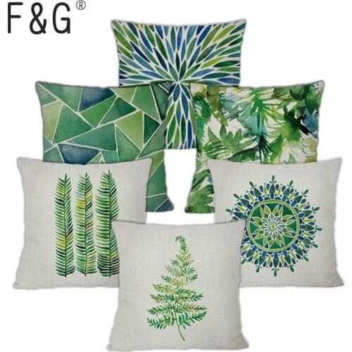 Tropical rainforest green plant flax Decorative Pillowcases