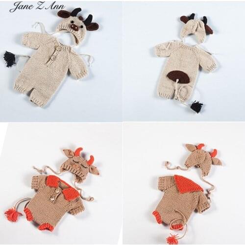 Childrens photography Newborn calf clothing Baby milk cotton woolen yarn infant photo New Year of the Ox costume set 2 types
